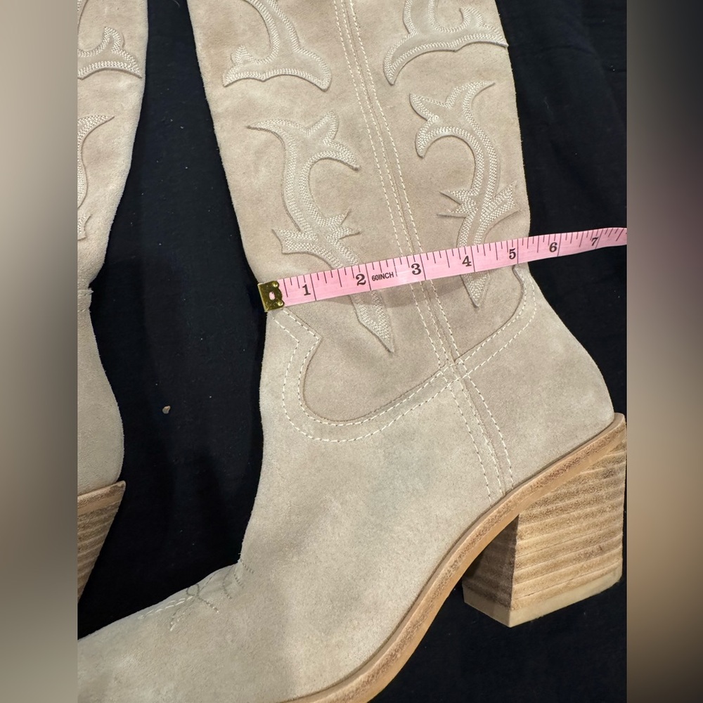 Dolce Vita Beige Embroidered Heeled Boots-see pic 4 details,angles&measurements - Picture 5 of 15